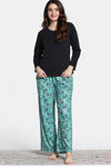 Zivame Mickey Mania Knit Poly Pyjama Set - Winter Green — thumbnail 2